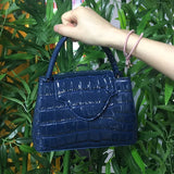 Blue Luxury Snake and Ostrich Leather Handbag