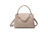 Beige Luxury Snake and Ostrich Leather Handbag