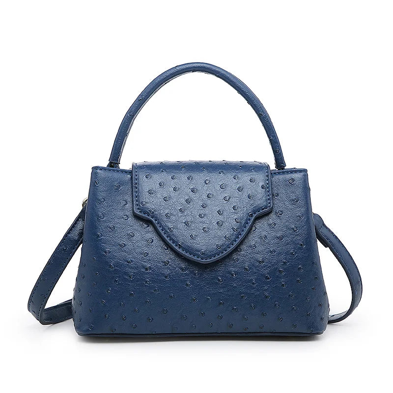 Blue Luxury Snake and Ostrich Leather Handbag