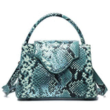 Green Black Luxury Snake and Ostrich Leather Handbag