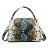 Yellow Green White Luxury Snake and Ostrich Leather Handbag