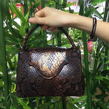 Black Gold Luxury Snake and Ostrich Leather Handbag