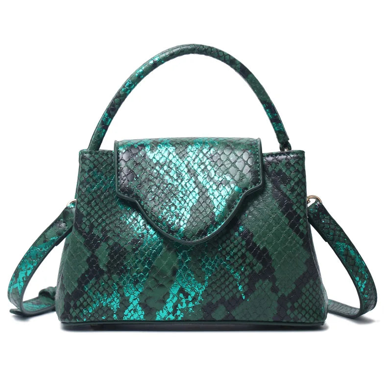 Green Luxury Snake and Ostrich Leather Handbag