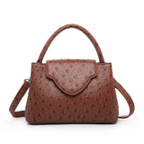 Brown Luxury Snake and Ostrich Leather Handbag