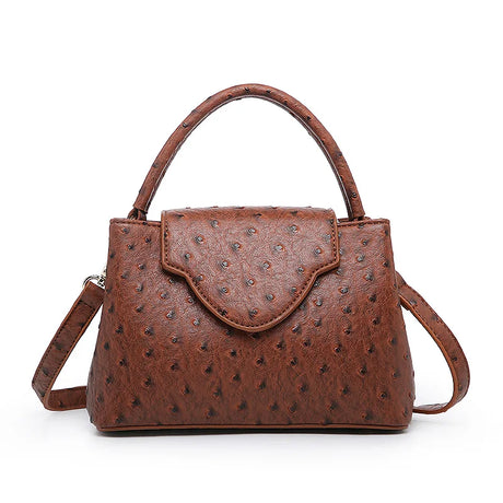 Brown Luxury Snake and Ostrich Leather Handbag