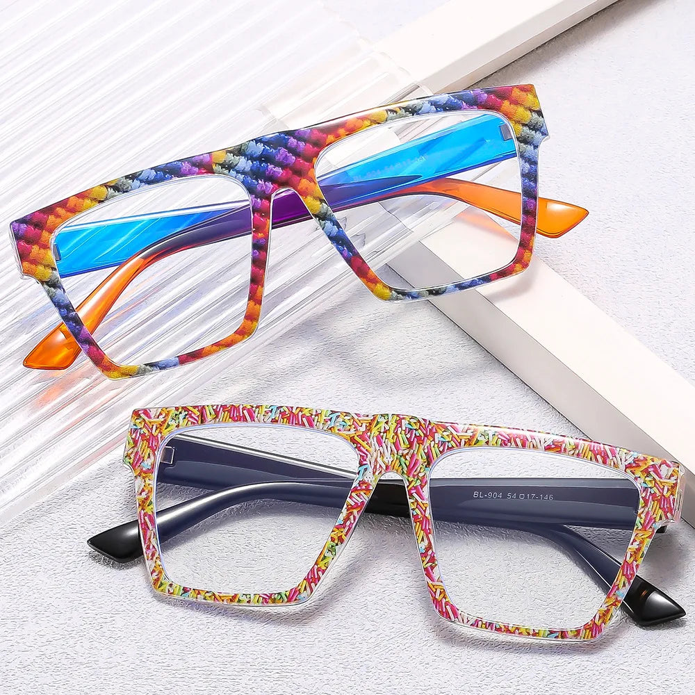 Collection of Luxury Square Flat Top Ultralight Rainbow Frame Eyewear