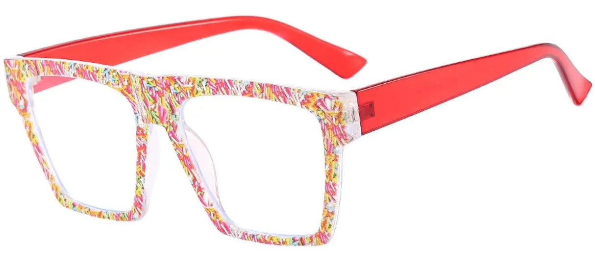 Red Luxury Square Flat Top Ultralight Rainbow Frame Eyewear