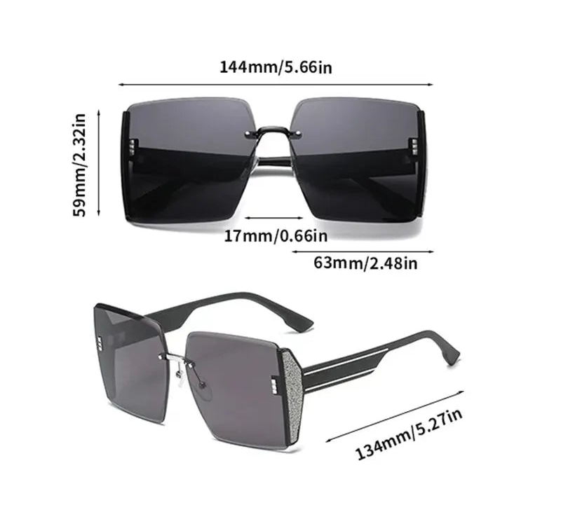 Size of Luxury Square Frameless Retro Sunglasses