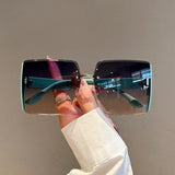 Green Luxury Square Frameless Retro Sunglasses