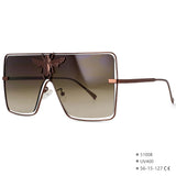 Brown Luxury Square Metal Bee Sunglasses