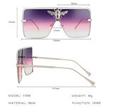 Size of Luxury Square Metal Bee Sunglasses
