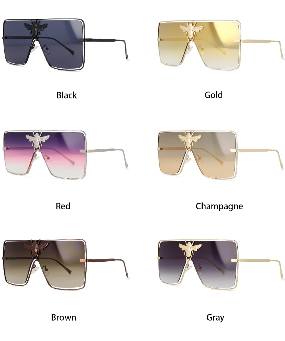 Collection of Luxury Square Metal Bee Sunglasses