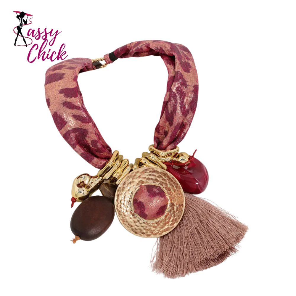 Luxury Statement Leopard Tassel Necklace Sassy Chick Logo