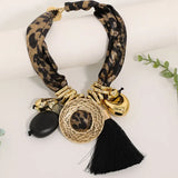 Black Luxury Statement Leopard Tassel Necklace