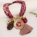 Pink Luxury Statement Leopard Tassel Necklace