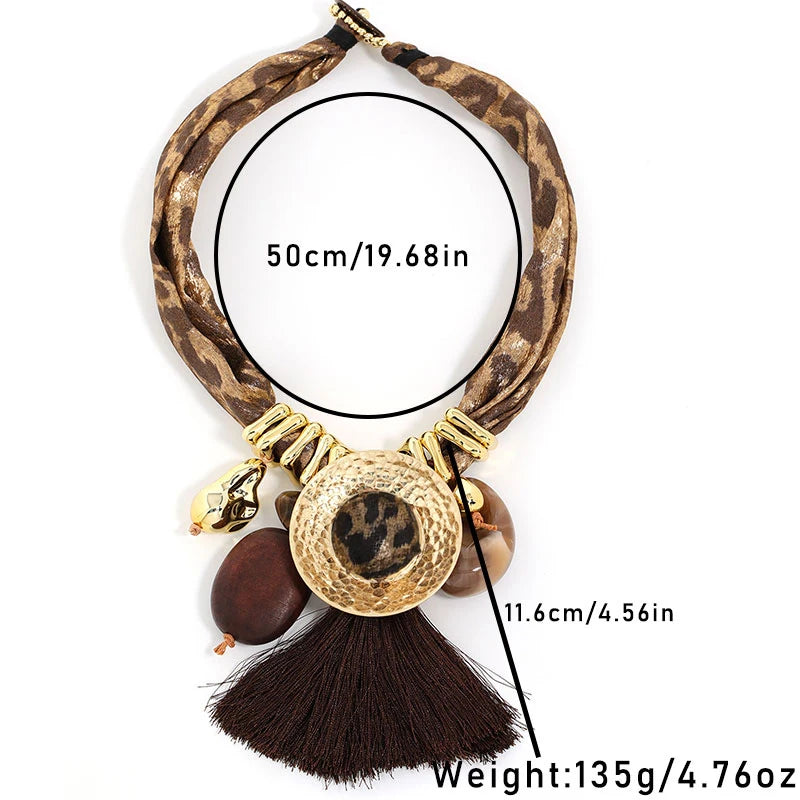 Size of Luxury Statement Leopard Tassel Necklace