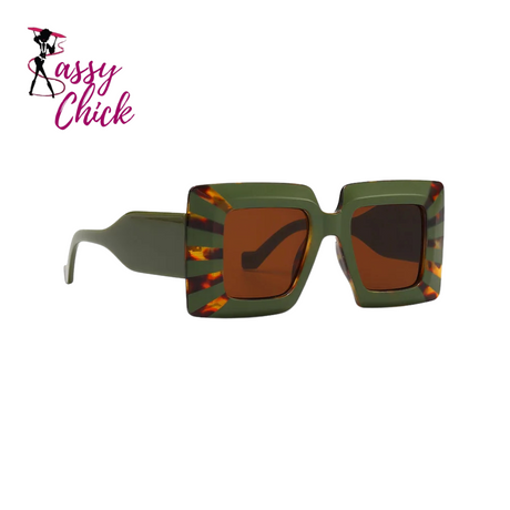 green stripe sunglasses sassy chick logo