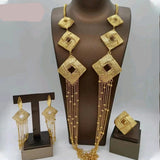 Gold Luxury Tassel Jewelry Set Gold-Tone Long Necklace