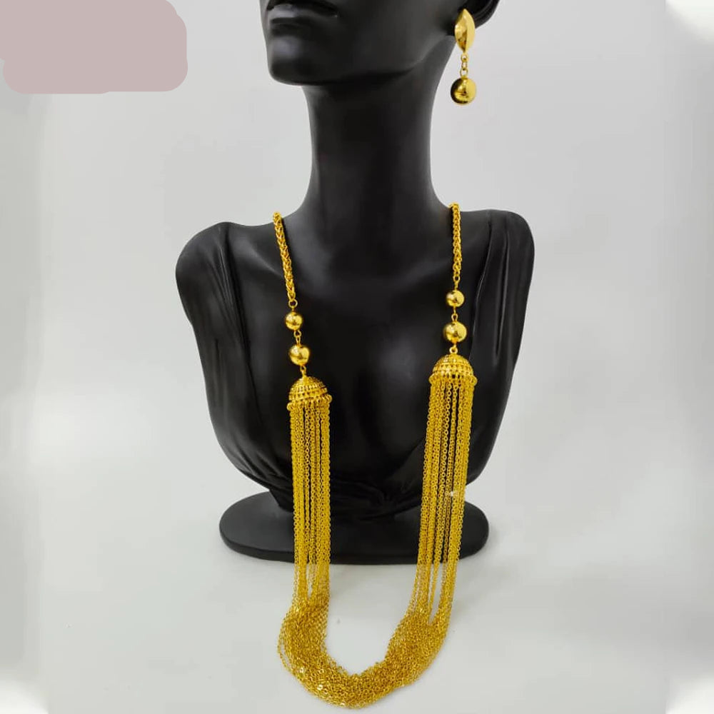 Luxury Tassel Jewelry Set Gold-Tone Long Necklace