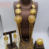 Gold Luxury Tassel Jewelry Set Gold-Tone Long Necklace