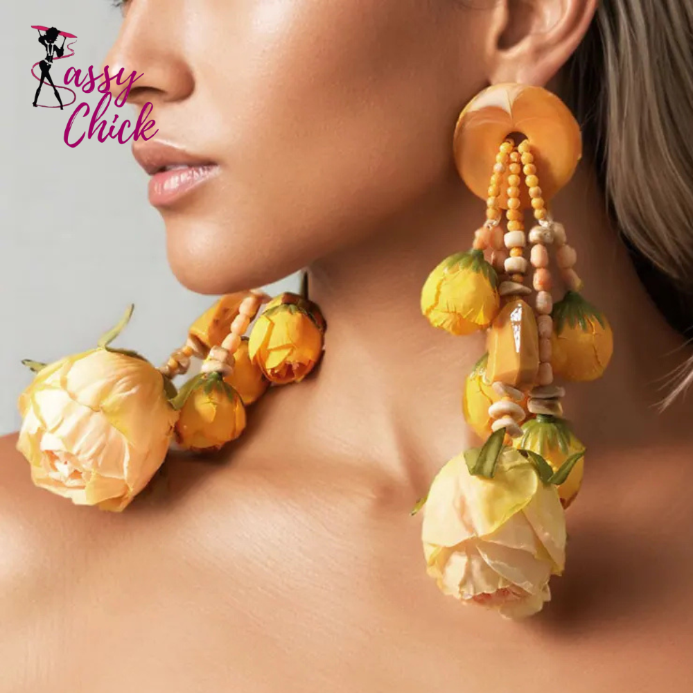 Luxury Vintage Fairy Simulation Rosebud Earrings Sassy Chick Logo