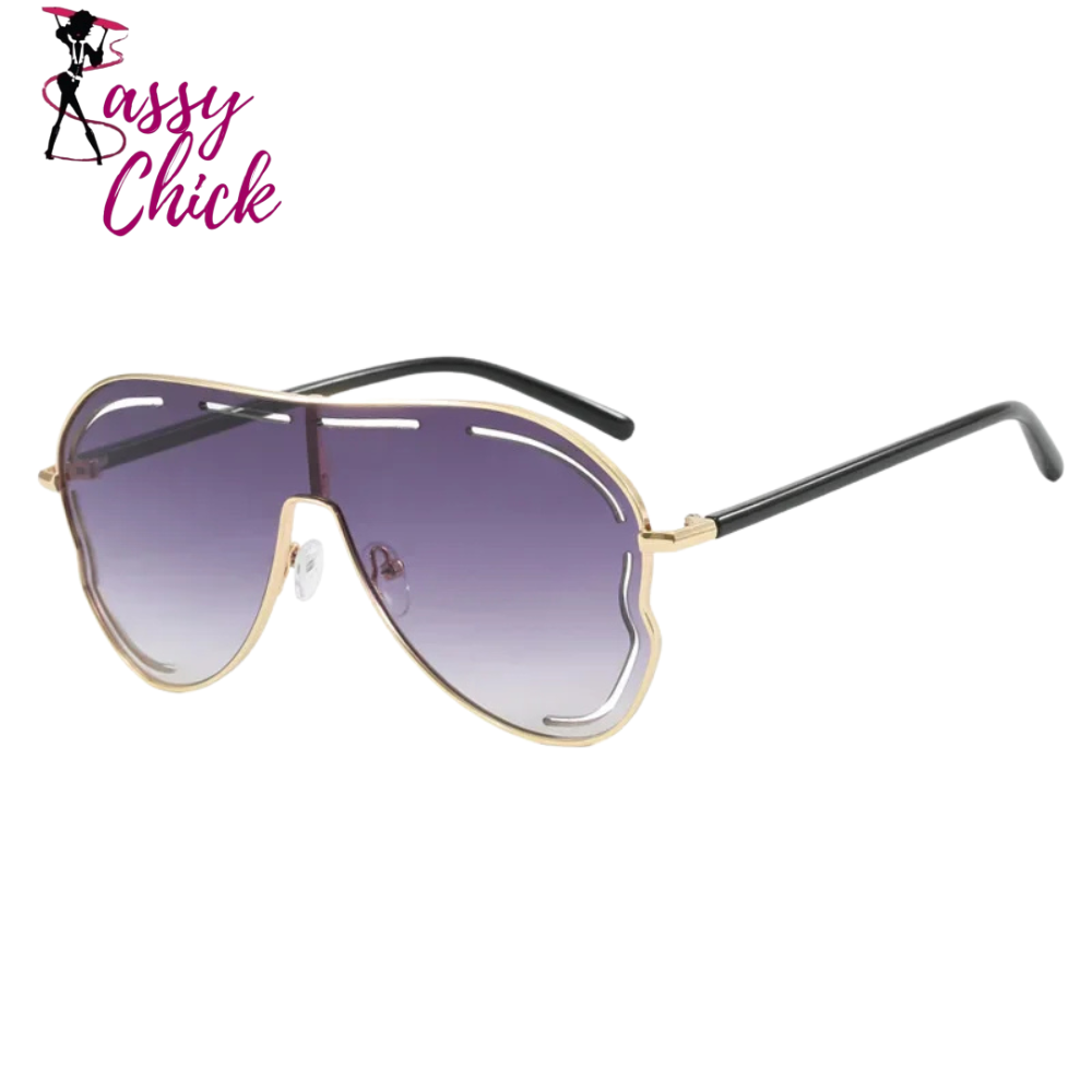 Luxury  Vintage Hollow Pilot Sunglasses Sassy Chick Logo