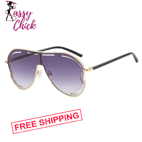 Luxury Vintage Hollow Pilot Sunglasses Sassy Chick Logo
