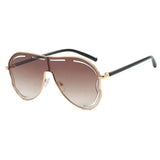 brown Vintage Hollow Pilot Sunglasses