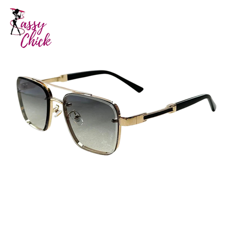 Luxury Vintage Square Men Sunglasses Sassy Chick Logo