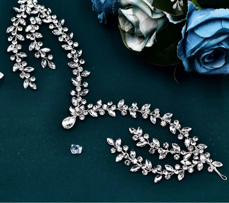 Silver bridal hair piece 