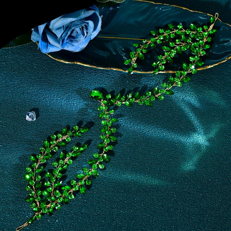 green bridal hair piece 
