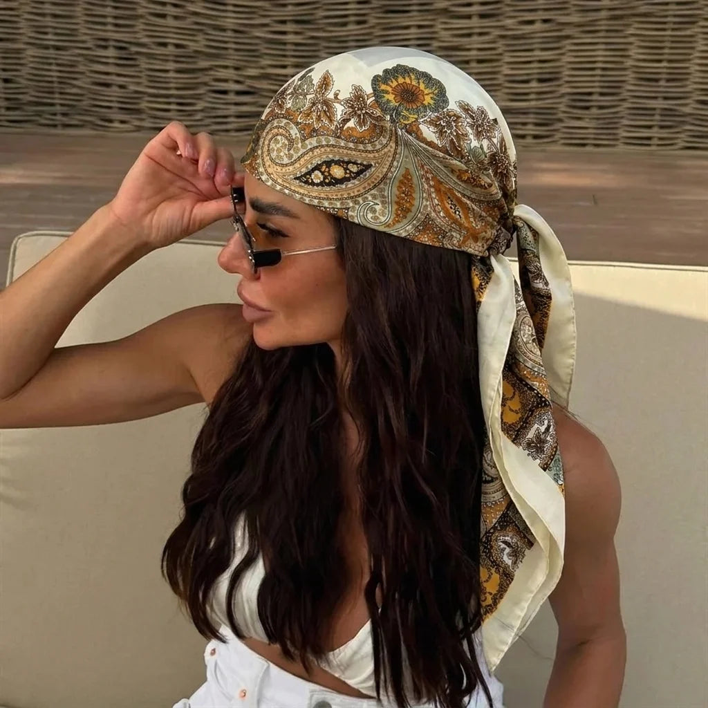 Luxury Women 90cm Square Silk Scarf
