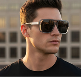 Model Using Men Retro Square UV400 Protection Sunglasses
