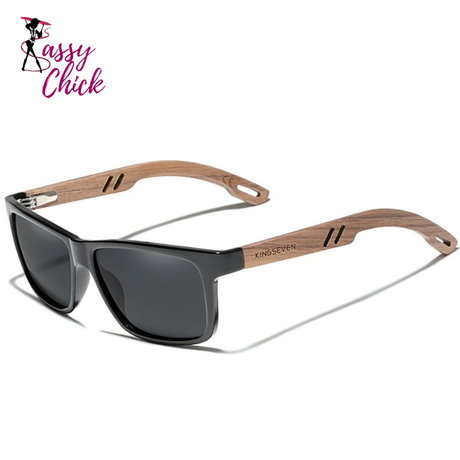 Men UV400 100% Polarized Wooden Sunglasses Sassy Chick Logo