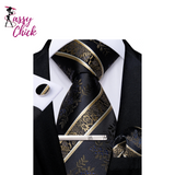 Men's Clip Luxury Retro Striped Floral Tie Set Sassy Chick Logo