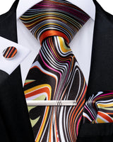multi color geometric pattern tie set