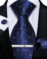 blue diamond dot pattern tie set