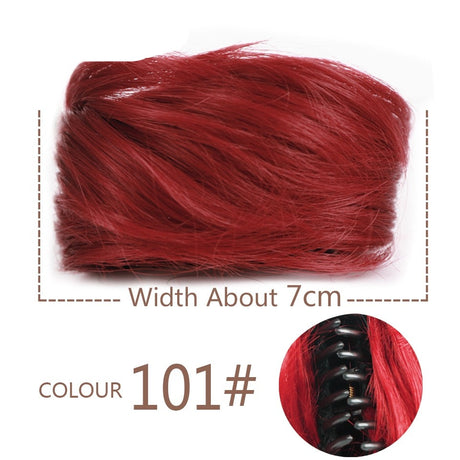 Red Messy Hair Clip-on Bun