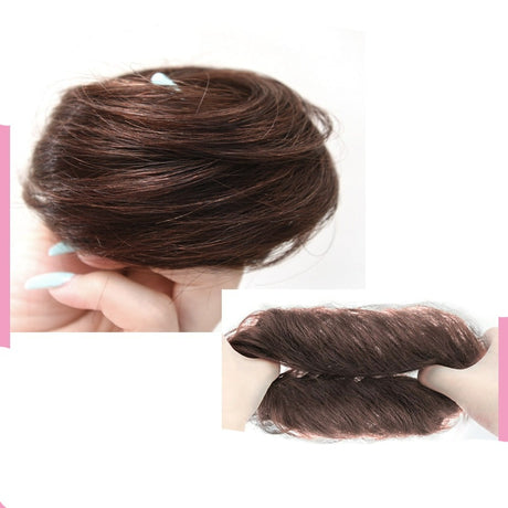 Brown Messy Hair Clip-on Bun