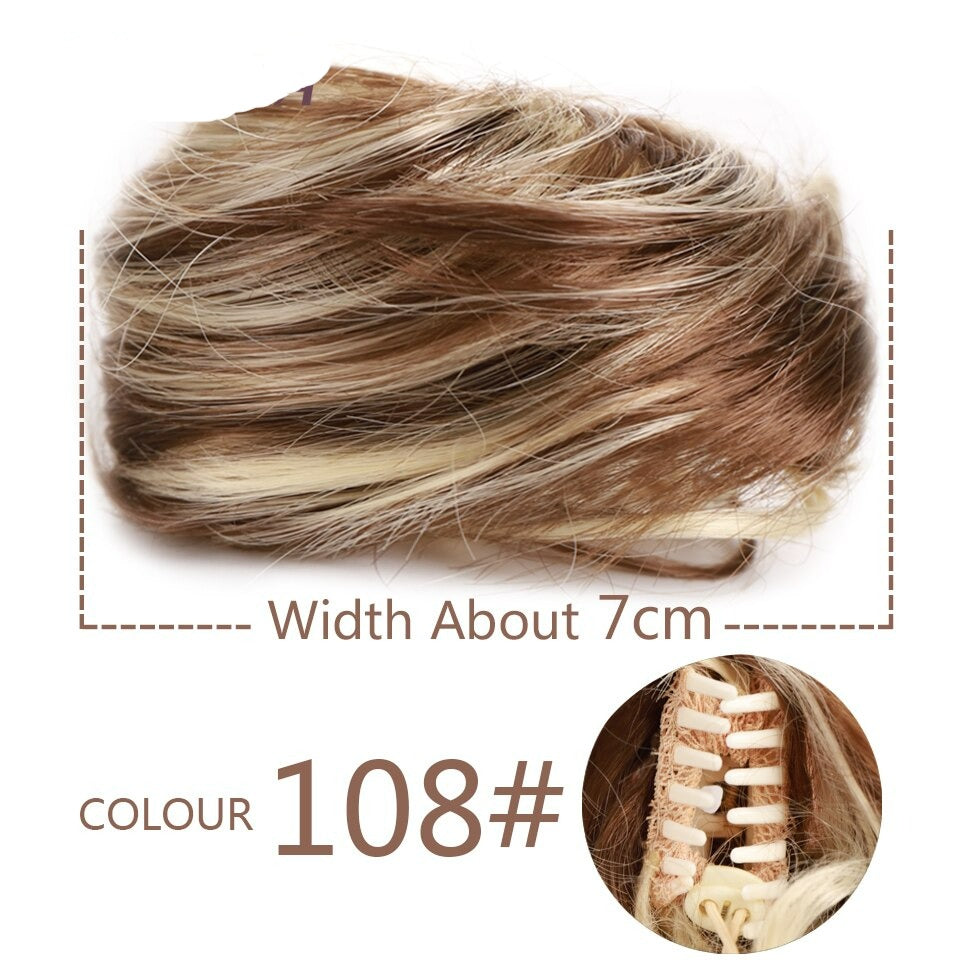 Highlight blonde Messy Hair Clip-on Bun