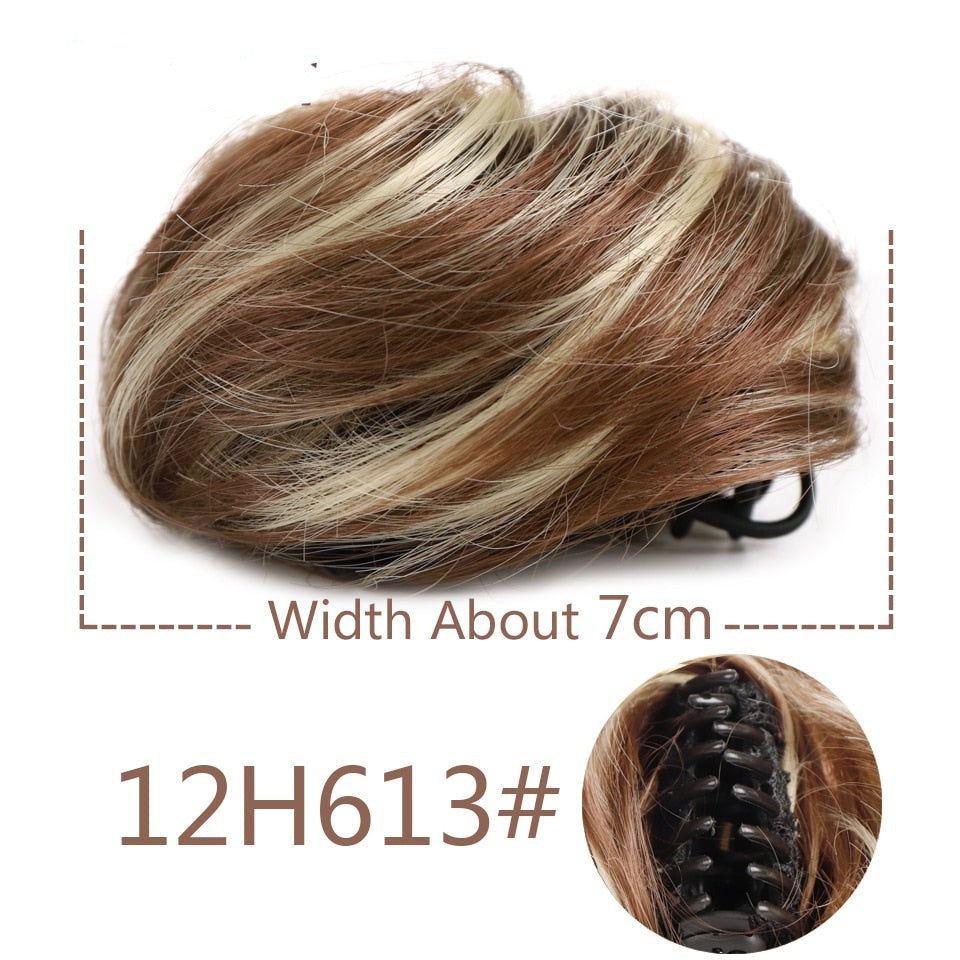 highlight Blonde Messy Hair Clip-on Bun
