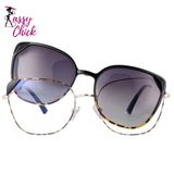 Metal Anti Blue Light Cat Eye Polarized Sunglasses Sassy Chick Logo