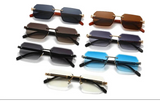 Metal Diamond Cutting Rivet Rimless Sunglasses