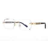 Metal Diamond Cutting Rivet Rimless Sunglasses