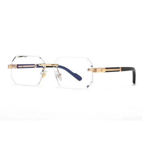 Metal Diamond Cutting Rivet Rimless Sunglasses
