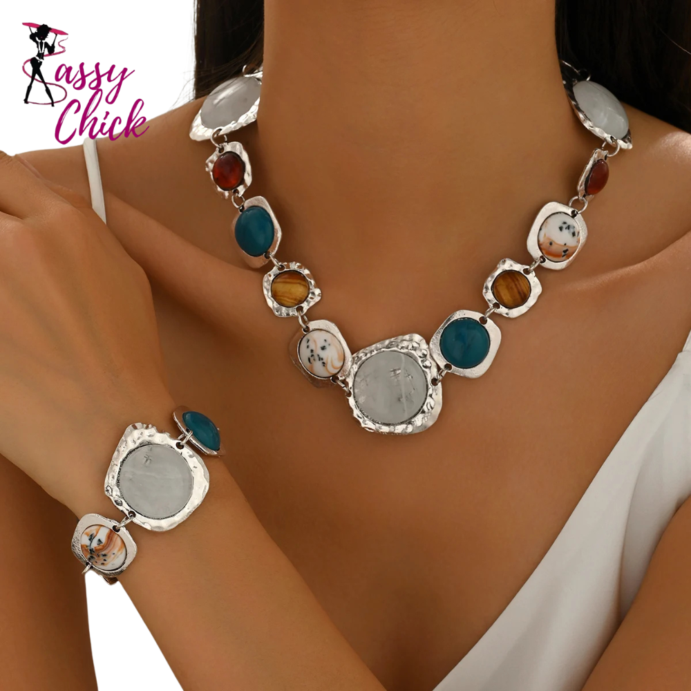 Metal Multi-color Irregular Geometric Jewelry Sets Sassy Chick Logo