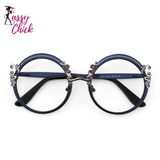 Metal Optical Round Frame Fashion Eyeglasses Sassy Chick Logo