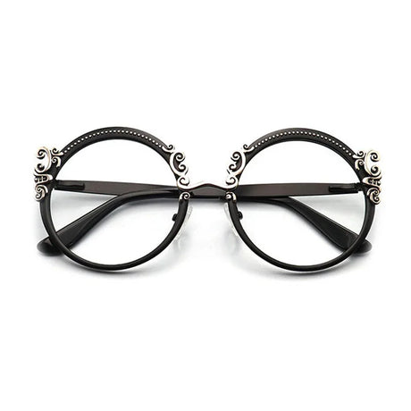 Black Metal Optical Round Frame Fashion Eyeglasses