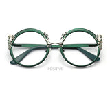 Green Metal Optical Round Frame Fashion Eyeglasses