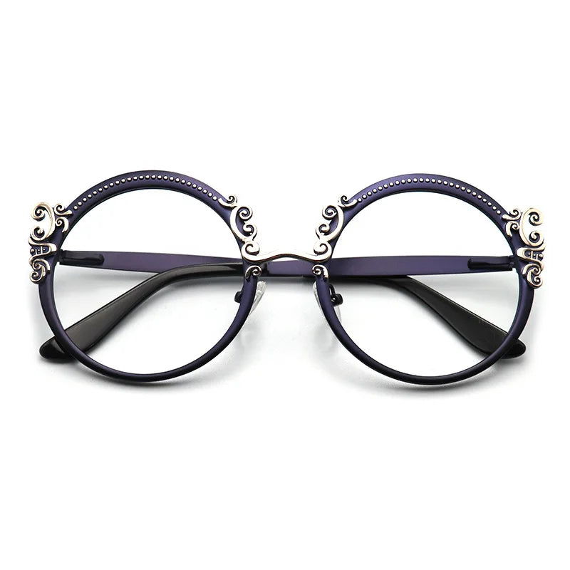 Blue Metal Optical Round Frame Fashion Eyeglasses